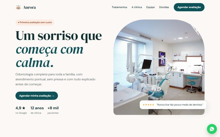 Site Aurora Odontologia